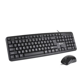 infotec 英富達 KM101 USB有線鍵盤滑鼠組 104鍵 防潑水設計 含可調式腳架 1000 DPI滑鼠, General type (Full-size), Black