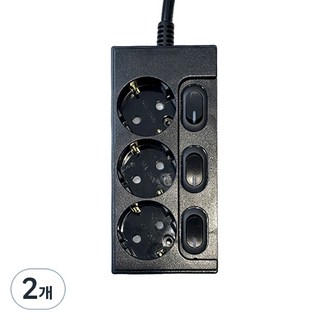 One Stop 移動式3孔多功能插座, 1.5m, 2個, 全黑