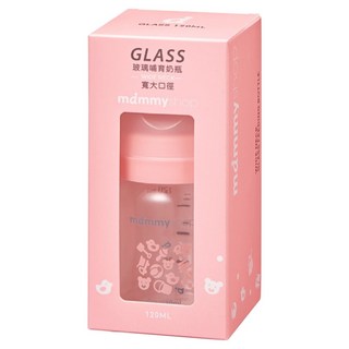 mammyshop 媽咪小站 母感體驗2.5 玻璃奶瓶 寬大口徑, 櫻花粉, 120ml, 1個
