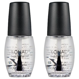 KONAD 快乾指甲油 透明 10ml - 美甲護理必備 增加光澤, 2瓶