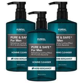 KUNDAL 昆黛爾 清爽型男性護理液 佛手柑香, 300ml, 3瓶