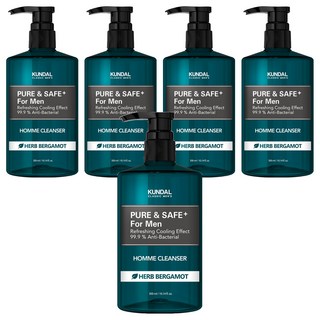 KUNDAL 昆黛爾 清爽型男性護理液 佛手柑香, 300ml, 5瓶