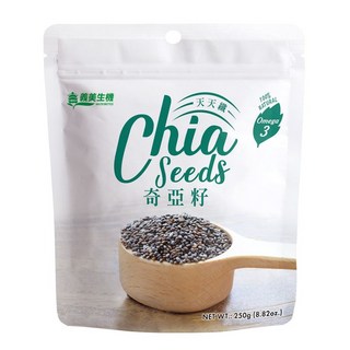 義美生機 奇亞籽, 富含Omega-3和膳食纖維, 促進腸道蠕動, 百搭吃法, 250g, 1包