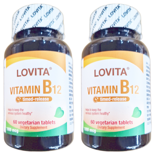 Lovita 高單位緩釋型維生素B12食品錠 1000微克 全素錠劑, 60顆, 2罐