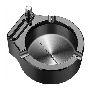 萬次打火機菸灰缸 滑動火柴設計 不鏽鋼+ABS材質 113*99*47mm, 金屬黑色, 1個