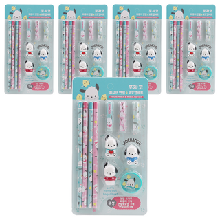 산리오 포차코 피규어 연필 보호캡 세트, 혼합색상, 5세트