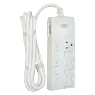MAX STAR 太星電工 蓋安全四開三插滑蓋電腦線, 台灣製造, 2.7m, 白色, 1條