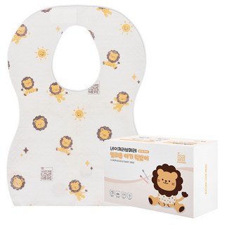 네이쳐러브메레 일회용 아기턱받이, 라이온프렌즈, 20개입, 1개