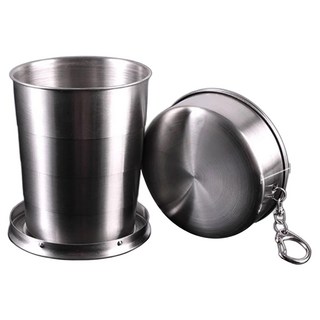 BOACUP 不鏽鋼折疊杯 大 250ml, 1個, 不鏽鋼 銀色