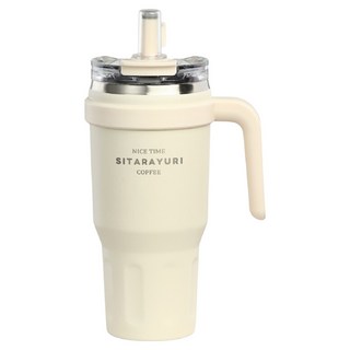 Sitarayuri 大容量雙飲手柄杯 ZF-038, 顏色隨機, 1個, 1.1L