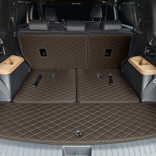 모모토 프리미엄 2열 등받이 + 3열 등받이 + 트렁크 바닥 매트 세트, 현대 디올뉴 싼타페 MX5 하이브리드 7인승 2023년 8월 ~, 다크브라운