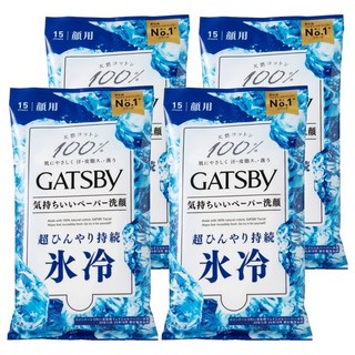GATSBy 顏用涼感濕巾 冰涼皂香, 15張, 4包