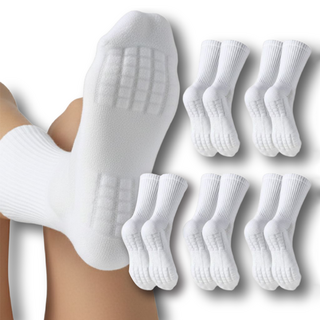 Attict 厚實氣墊運動跑步長襪 5雙, 白色, 1套