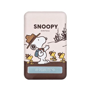 PEANUTS 史努比 晶磁系列 支架磁吸無線充行動電源 10000mAh, PSN-143, 露營 棕色