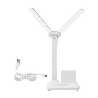 LifeHouse 雙頭LED筆筒檯燈 充電插頭雙用途 無級調光 學生設計 自然光 防藍光 無閃爍, 白色