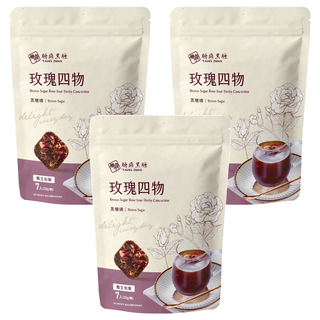 糖鼎 黑糖磚 玫瑰四物 獨立包裝, 3袋, 30g, 7顆