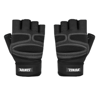 AOLIKES 奧力克斯 健身半指手套 109, 黑灰色, 1雙