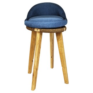 CFLY 時尚家居 實木旋轉高腳椅-60高 藍色, 1個