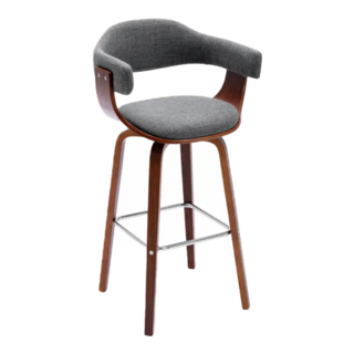 E-home Nelly 奈莉 布面曲木可旋轉固定吧檯椅, 灰色 TFC130A-gry, 1個