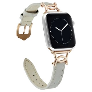 DAYA 都會雙C細款軟皮錶帶 針釦式設計, 牛奶白, 1條