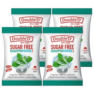 Double'D 無糖薄荷糖 尤加利葉風味 70g 澳洲製造 天然色素 無麩質, 4包