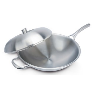 MiyAco 米雅可 典雅 316不銹鋼七層複合金炒鍋, 無鉚釘設計, 不藏汙納垢, 36cm, 1組