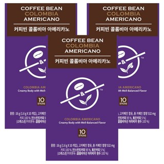 The Coffee Bean 哥倫比亞美式咖啡隨身包, 1.6g, 10入, 3盒