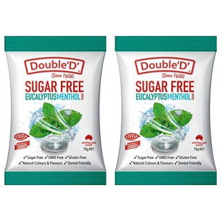 Double'D 無糖薄荷糖 尤加利葉風味 70g 澳洲製造 天然色素 無麩質, 2包