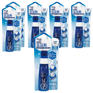 PLUS 普樂士 豆豆彩貼,筆型設計,輕便精巧,強力黏著,可更換替帶, 藍色, 6個