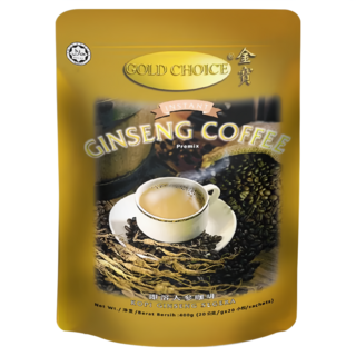 Gold Choice 金寶咖啡 即溶人蔘咖啡 無脂奶粉, 20g, 20入, 1袋