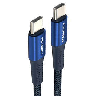 POLYWELL 寶利威爾 Type-C To Type-C PD編織快充線 鋁合金 適用安卓 手機 平板 PW15-W45-A314, 1m, 藍色, 1條