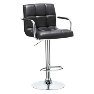 E-home Hanson 漢森 方格扶手吧檯椅, 黑色, 1個