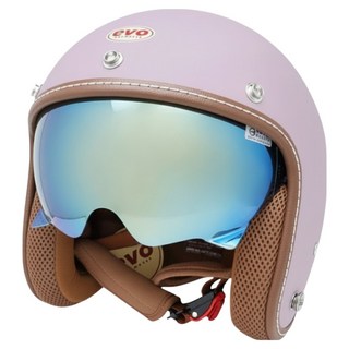 EVO 艾莉莎涼感系 內鏡復古騎士安全帽 附冰絲面罩, 丁香紫