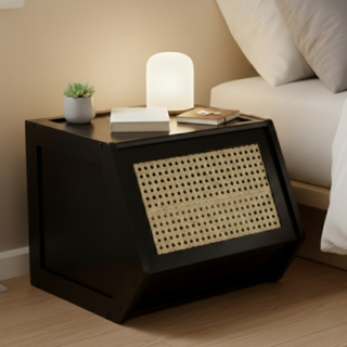 AVERNOT 뱀부 원목 수납장, 블랙