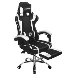 C-FLY 時尚家居 賽車電競皮椅 升級擱腳抬, 黑白色, 1個