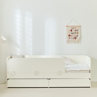 퍼니코 모모 데이베드 수납 서랍 아기침대 프레임 + 안전가드 와이드형 세트 방문설치, 크림 아이보리