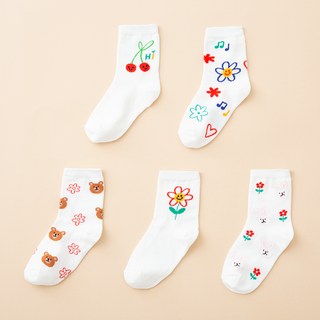 BASE ALPHA ESSENTIALS 兒童熊兔襪子5件組