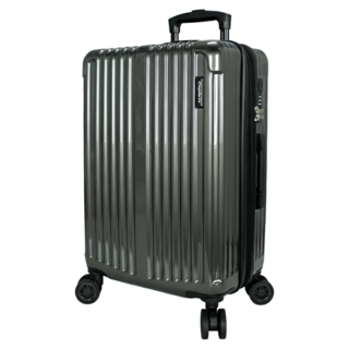 YC eason 曼哈頓耐撞防爆中大型行李箱 PC亮面材質 TSA海關密碼鎖 360度萬向飛機輪, 24吋, 槍色