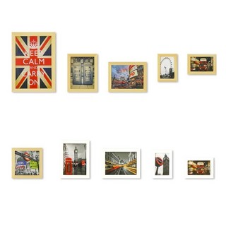 iINDOORS 英倫家居 北歐簡約實木相框10件組, 原木 + 白色, 1組