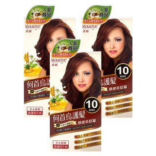 Roudye 柔蝶 何首烏護髮染髮霜 全新草本配方 灰白髮/白髮適用 快速染髮霜, 10號 蜜褐色, 3盒