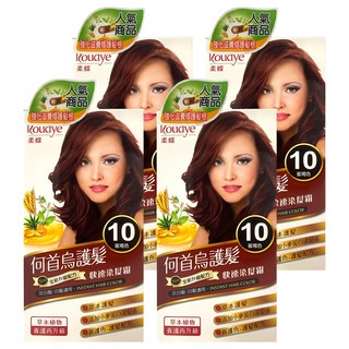 Roudye 柔蝶 何首烏護髮染髮霜 全新草本配方 灰白髮/白髮適用 快速染髮霜, 10號 蜜褐色, 4盒