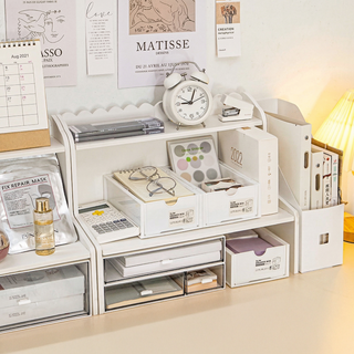 白色梯形收納架, 白色, 2層