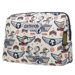 OUTDOOR PRODUCTS 史努比SNOOPY 王牌飛行員化妝包 大 米色, 1個