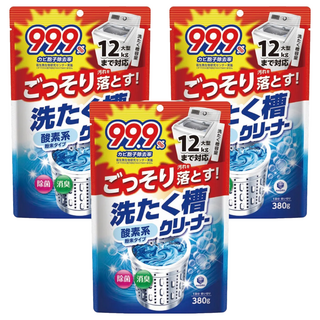 第一石鹼 大型洗衣槽清潔劑 粉狀 380g 除菌 消臭 適用12kg以上洗衣機, 3包