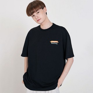 LIBERTENG 夏季Logo短袖T恤, 黑色