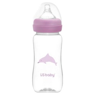 US baby 優生 真母感TRITAN奶瓶 高透光 耐衝擊 耐熱 人體工學造型, 粉色 + 透明色, 1個