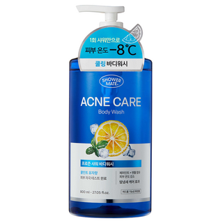 Shower mate 冰涼抗痘護理沐浴乳 酷涼薄荷柚子香, 1個, 800ml