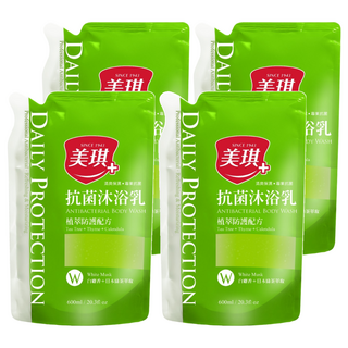 美琪 抗菌沐浴乳補充包 白麝香+日本綠茶萃取 植萃防護配方, 600ml, 4包