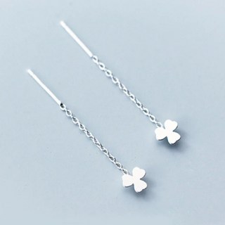 Sayaka 紗彌佳 925純銀小清新三葉心型草造型垂墜耳環 耳線款