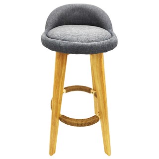 CFLY實木旋轉高腳椅-70高灰色 吧台椅 實木椅腳穩固耐用 360度旋轉, 灰色, 1件